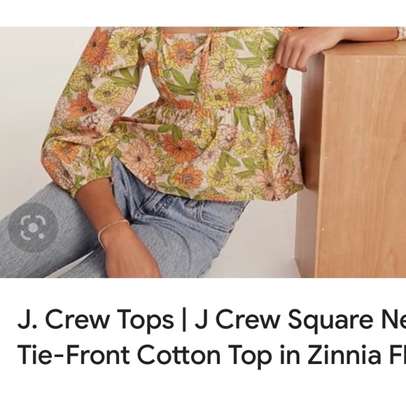 J.crew Square Neck Tie-Front Top in Zinnia floral size12 - Picture 2 of 8